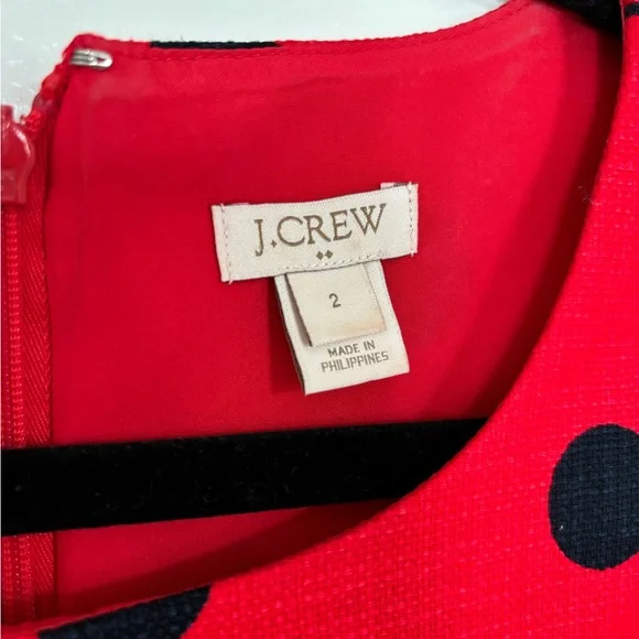 J Crew Red Black Polka Dot Short Sleeve Dress - Picture 2 of 4